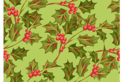 Seamless pattern with holly branches