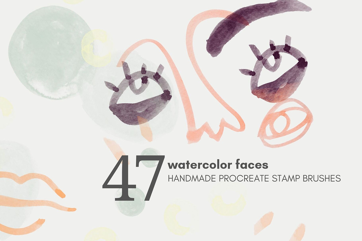 ProCreate watercolor face elements in Add-Ons - product preview 8