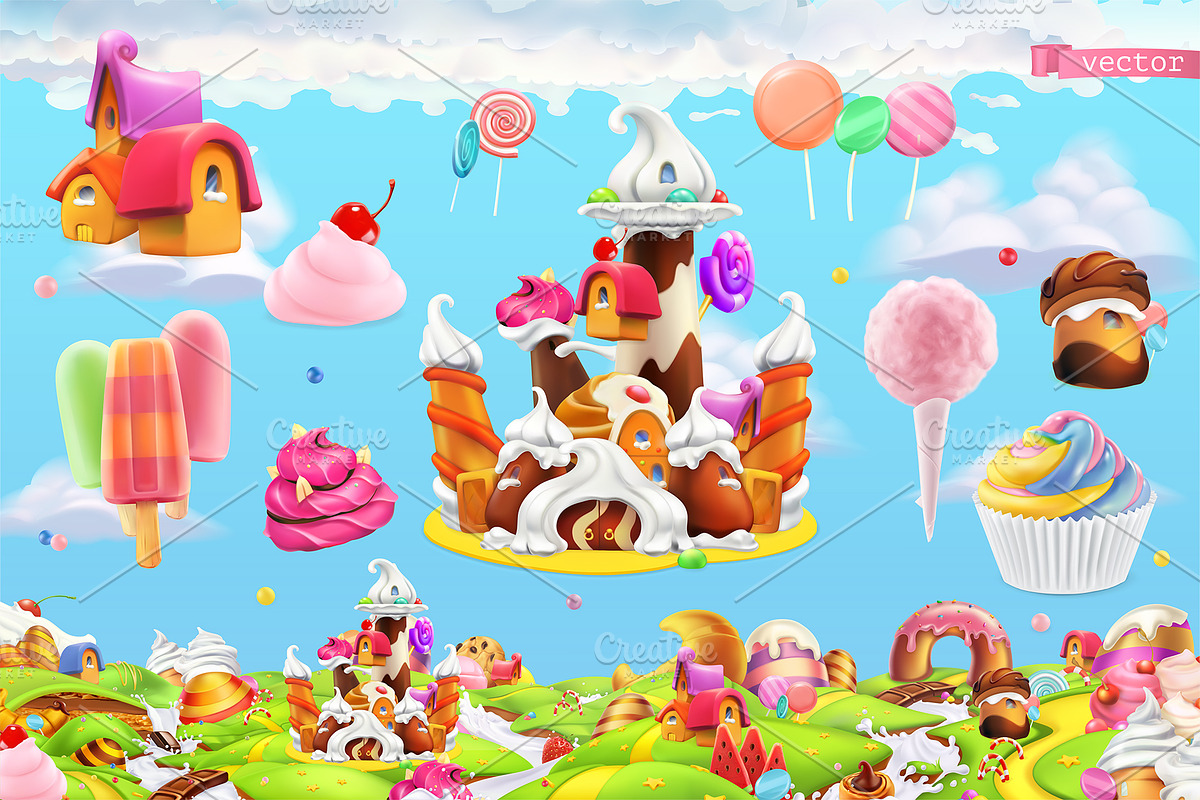 Sweet land. Sweets, desserts, pastry in Illustrations - product preview 8