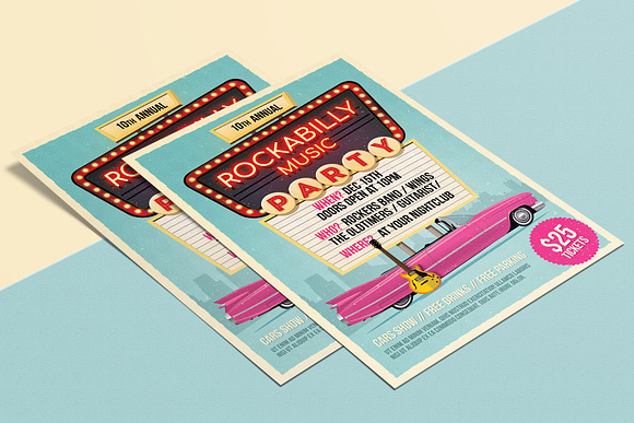 Rockabilly Music Party Flyer in Flyer Templates - product preview 1