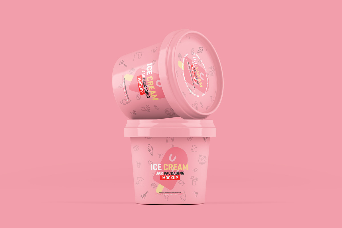 Ice Cream Jar Packaging Mockup in Product Mockups - product preview 8