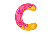 Donut cartoon C letter illustration