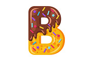 Donut cartoon B letter illustration