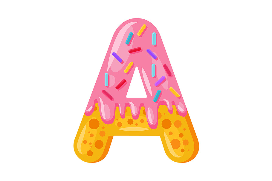 Donut cartoon A letter illustration in Add-Ons - product preview 8