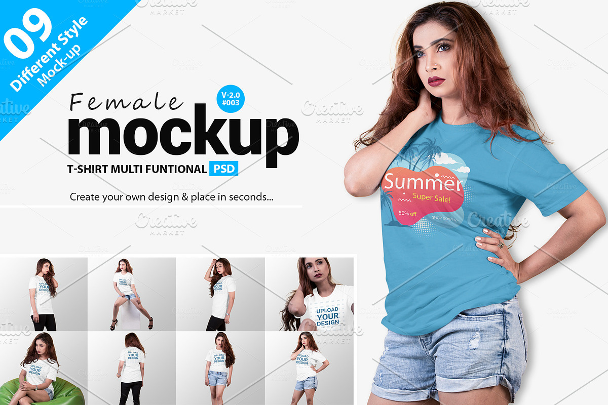 Female t-shirt Mockup-V-2-003 in Product Mockups - product preview 8