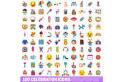 100 celebration icons set
