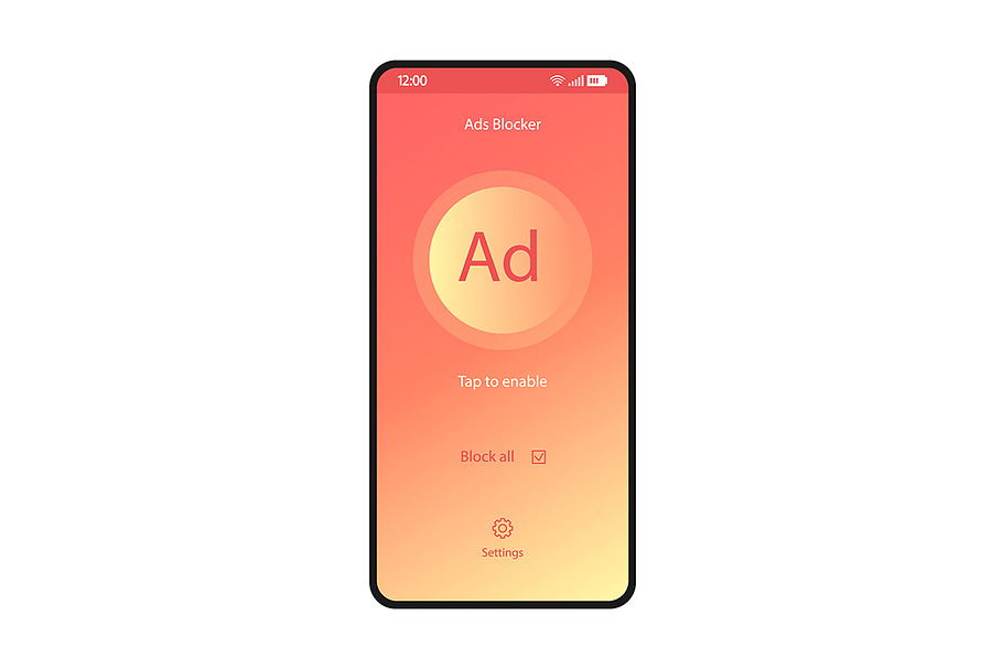 Ads blocker app smartphone interface