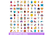100 shopping icons set