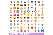 100 tasty food icons set