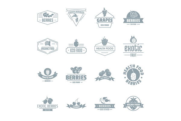 Berries logo icons set, simple style