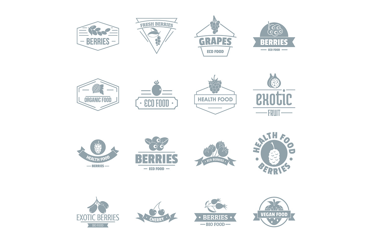 Berries logo icons set, simple style in Illustrations - product preview 8
