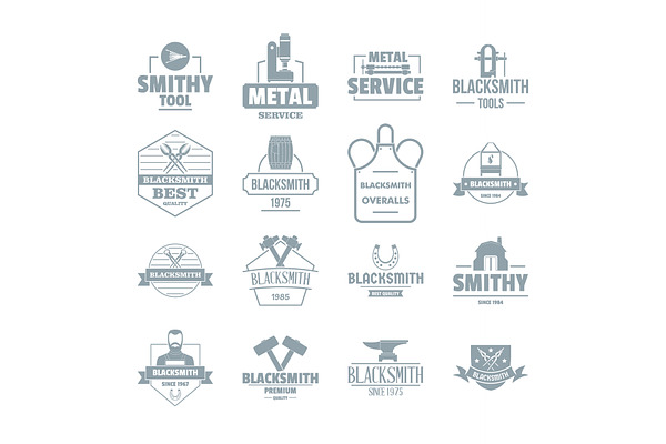 Blacksmith metal logo icons set