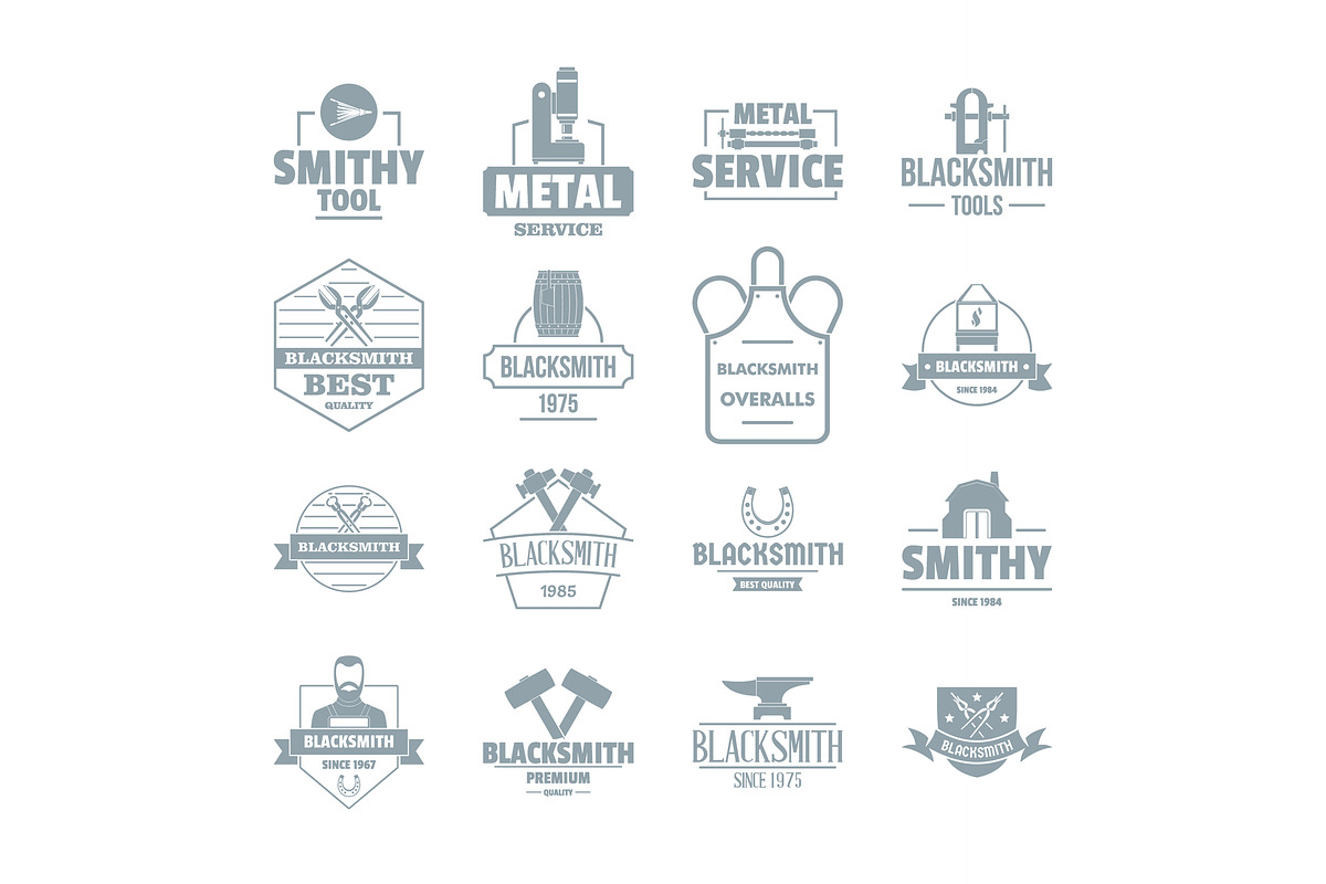 Blacksmith metal logo icons set in Illustrations - product preview 8