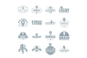 Lamp logo icons set, simple style