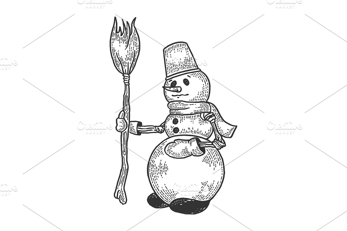 Snowman sketch engraving vector in Objects - product preview 8