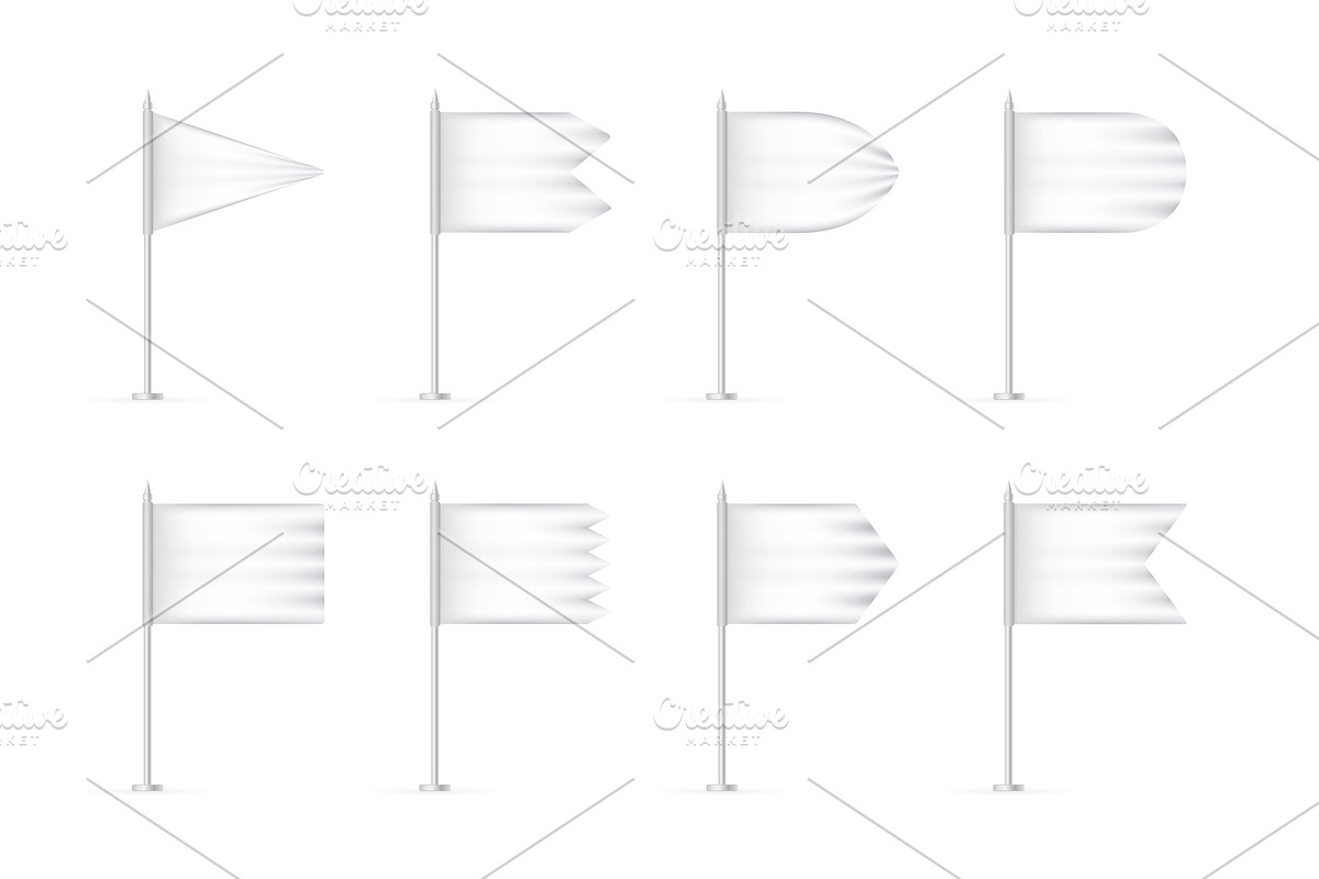 Vector blank white 3d flag mockup in Textures - product preview 8
