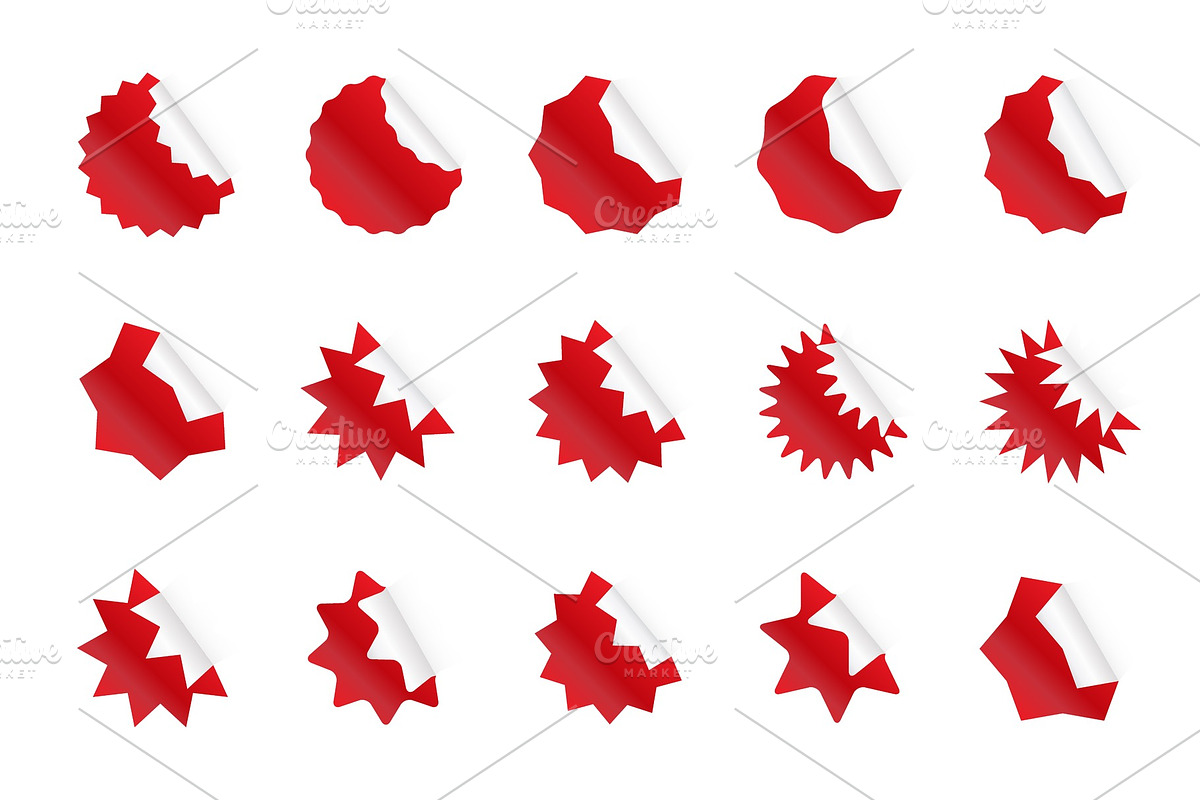 Red geometric starburst sticker set. in Textures - product preview 8
