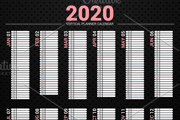 Calendar2020 Vertical Planner Design in Stationery Templates - product preview 1