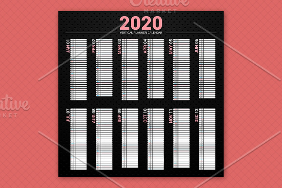 Calendar2020 Vertical Planner Design in Stationery Templates - product preview 3