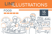 Food Line Illustrations Bundle