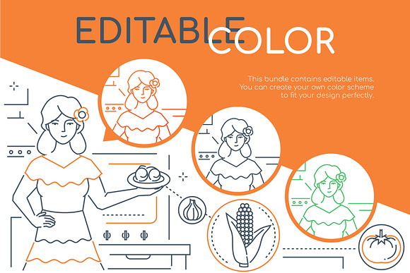 Food Line Illustrations Bundle in Web Elements - product preview 3