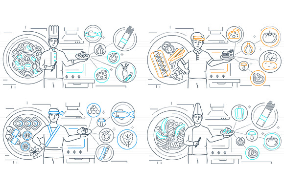 Food Line Illustrations Bundle in Web Elements - product preview 11