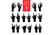 Woman hands gestures black icons