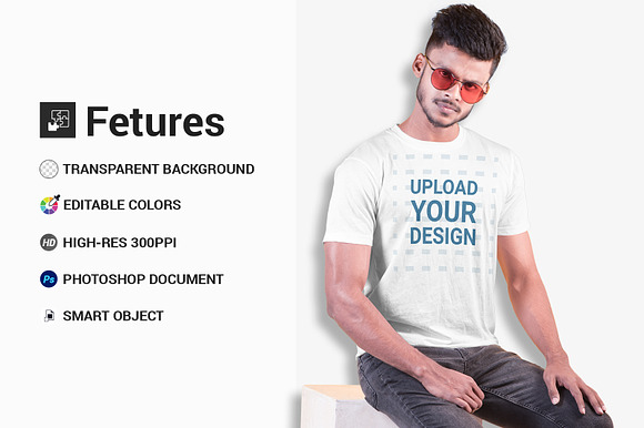 Male t-shirt Mockup-V-2-002 in Product Mockups - product preview 1