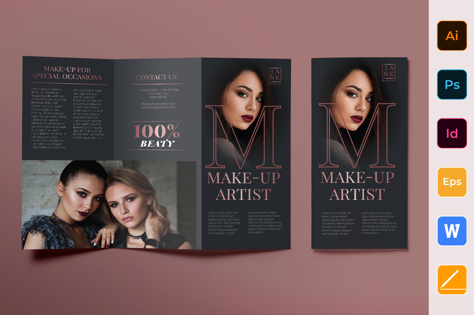Makeup Artist Brochure Trifold Creative Brochure