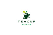 tea cup leaf logo vector icon