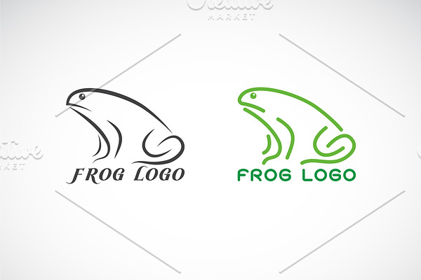 Vector of green frogs and black frog