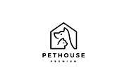 dog cat pet house home logo vector
