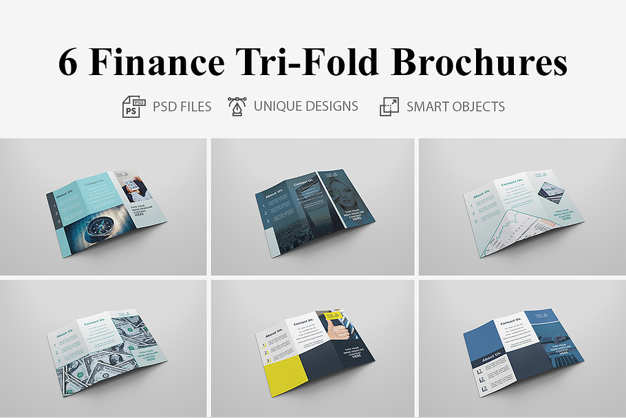 6 Finance Tri Fold Bochures in Brochure Templates - product preview 8