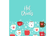 Cute Hot Drinks background with hand