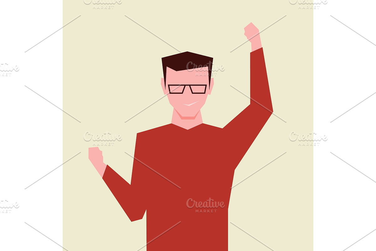 Man showing winning yes cool gesture in Illustrations - product preview 8