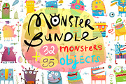 Monster funny characters in 1 bundle