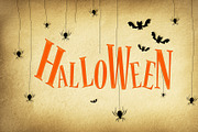 Halloween greeting card text brown