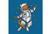 Cartoon cat astronaut sketch vector