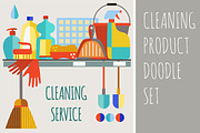 Cleaning product icon set