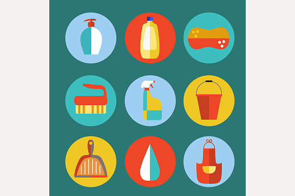 Cleaning product icon set in Objects - product preview 1