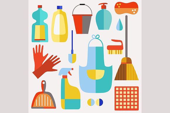 Cleaning product icon set in Objects - product preview 2