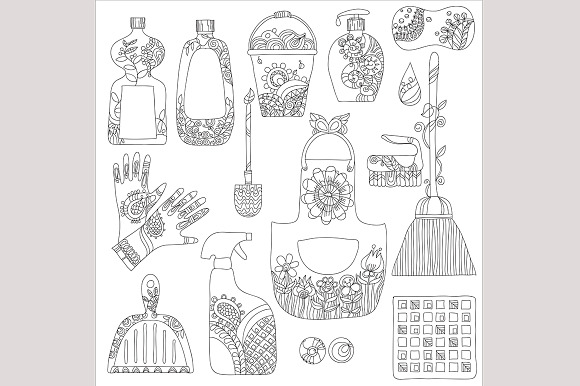 Cleaning product icon set in Objects - product preview 3
