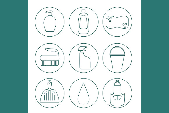 Cleaning product icon set in Objects - product preview 4