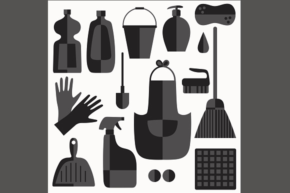 Cleaning product icon set in Objects - product preview 5