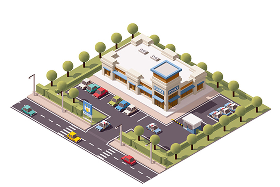 Vector isometric police department in Objects - product preview 8