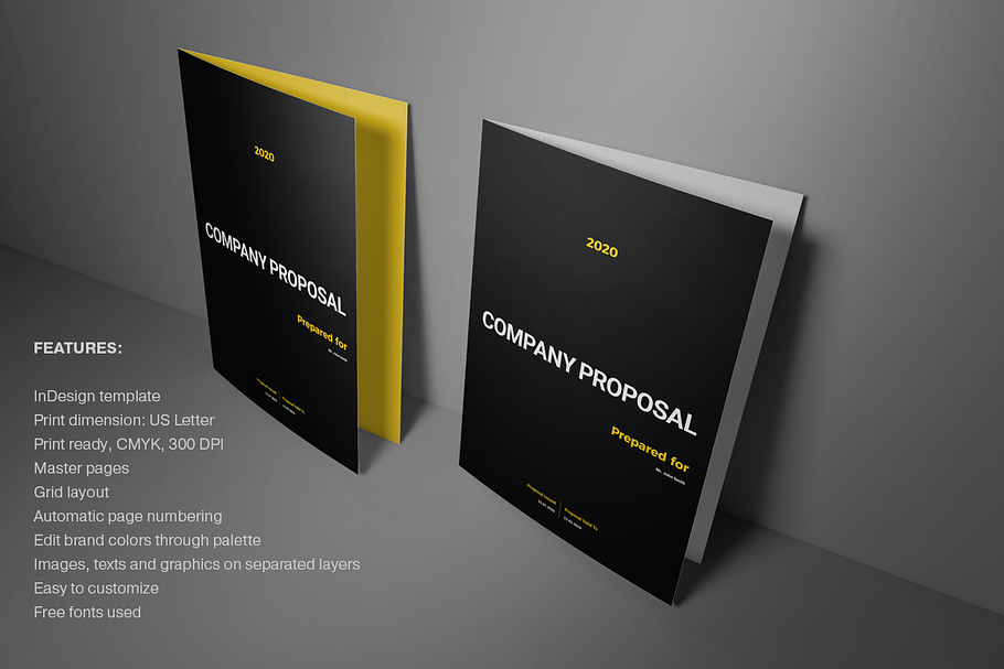 Black Proposal Layout in Brochure Templates - product preview 8