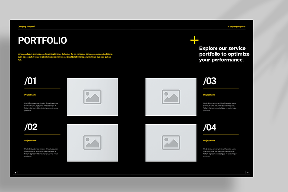 Black Proposal Layout in Brochure Templates - product preview 4