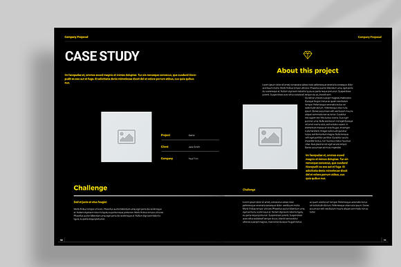 Black Proposal Layout in Brochure Templates - product preview 5