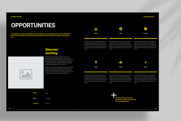 Black Proposal Layout in Brochure Templates - product preview 6