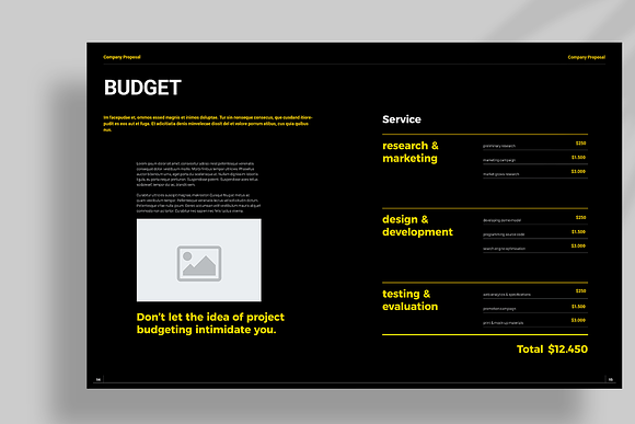 Black Proposal Layout in Brochure Templates - product preview 7